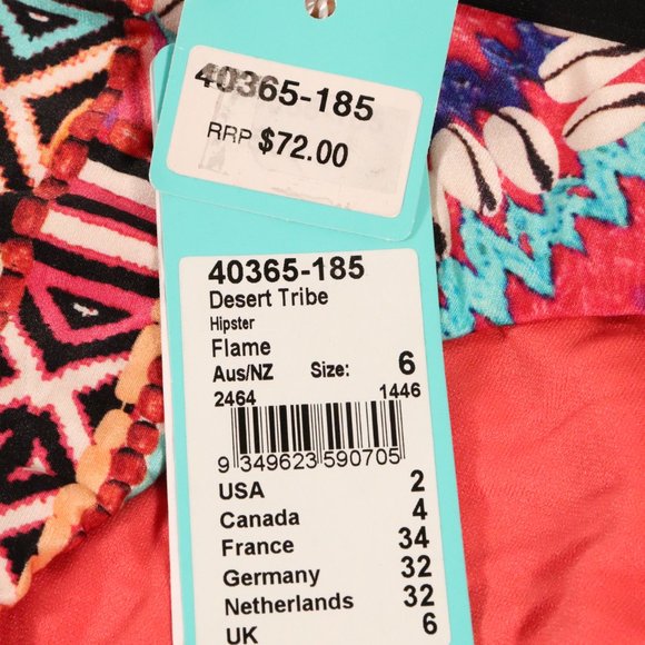 NWT Seafolly Desert Tribe Hipster Swim Bottom in Flame - Picture 7 of 10